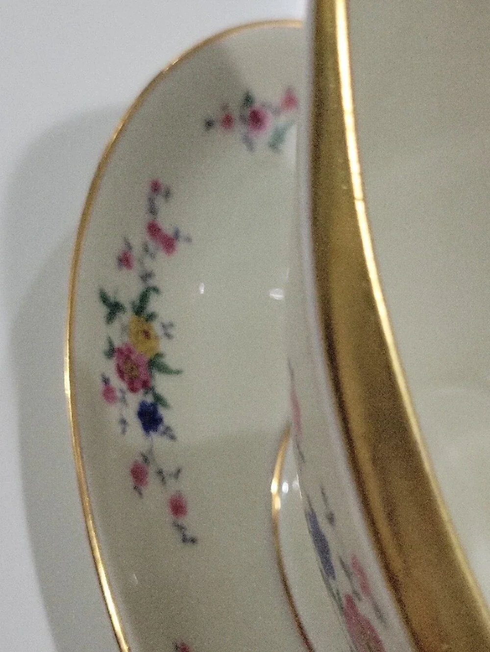 Vintage German Porcelain Gravy Boat by Schumann Bavaria with Floral Gold Rim
